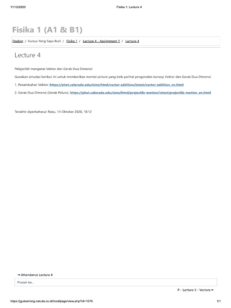 P - Lecture 4 - Link Vektor | PDF