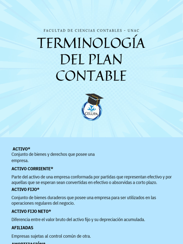Celupa - Terminología Del Plan Contable | PDF | Contabilidad | normas ...