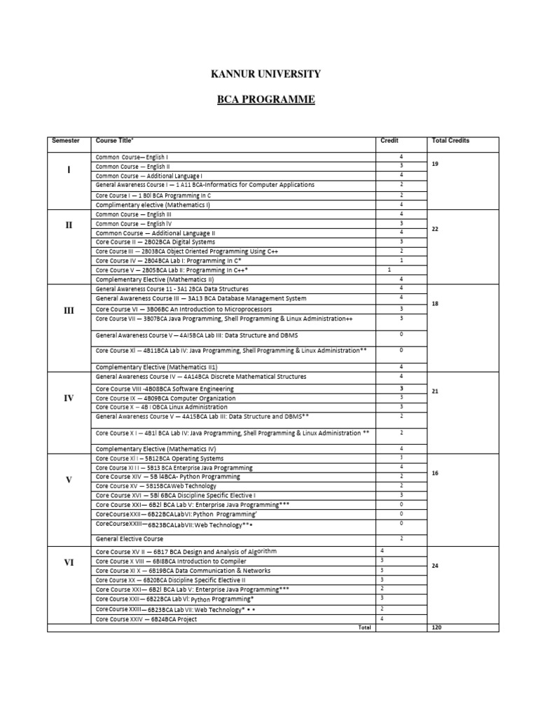 Kannur University BCA Syllabus Overview | PDF | Pointer (Computer ...