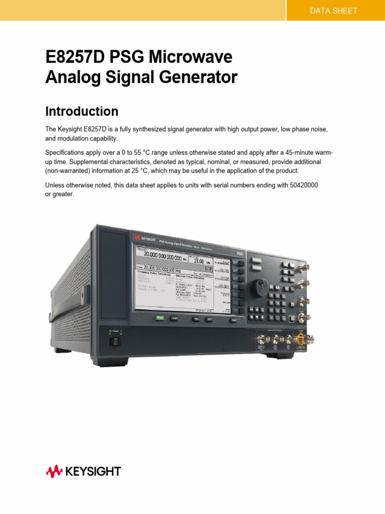 E8257D PSG Microwave Analog Signal Generator PDF Hertz Filter