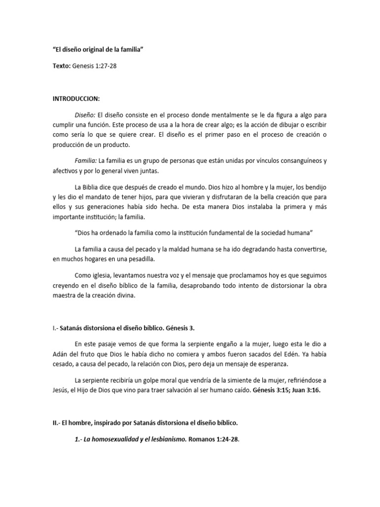 El Diseño Original De La Familia Pdf Biblia Libro Del Génesis