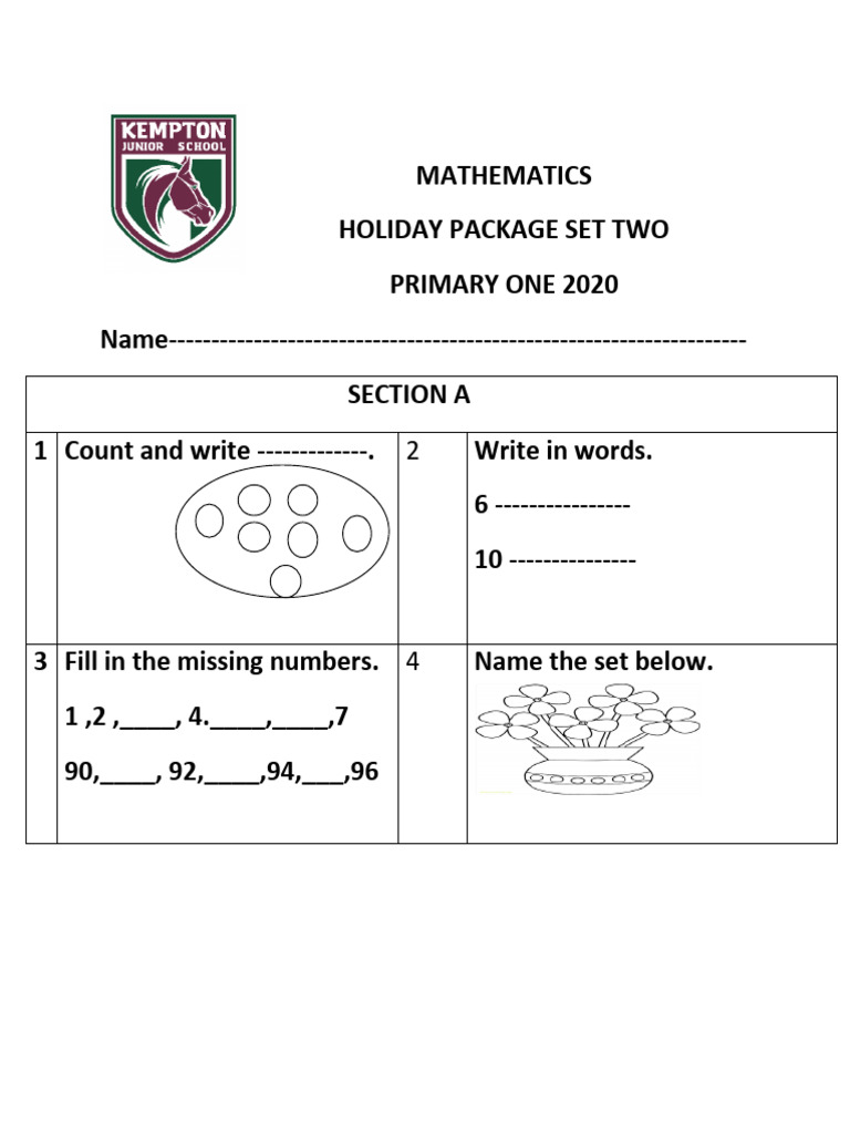 P.1 Mathematics Set 2 | PDF