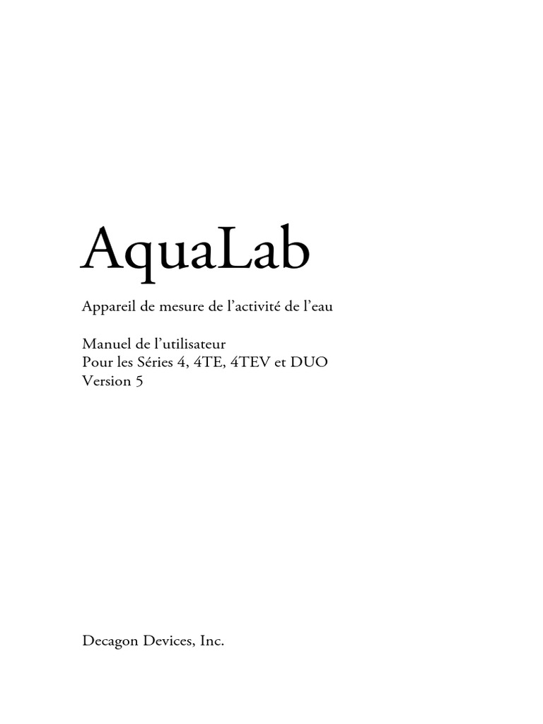 Manuel utilisateur Aqualab 4TE/4TEV/Duo | PDF