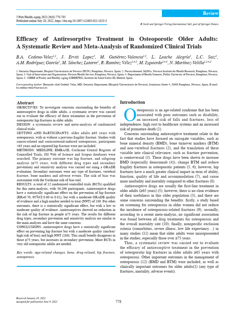 Efficacy of Antiresorptive Treatment in Osteoporotic Older Adults: A ...