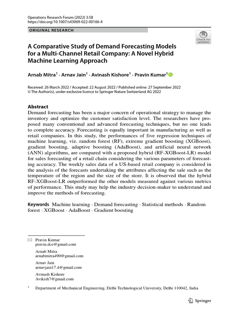 Hybrid ML Models for Retail Demand Forecasting | PDF