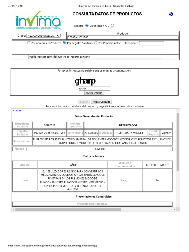 Nebulizador Homelife AN-832 Registro INVIMA | PDF