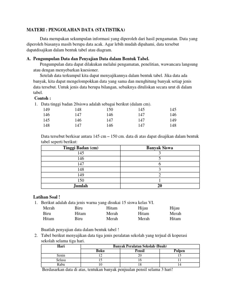Contoh Tabel Pengolahan Data Statistika | PDF