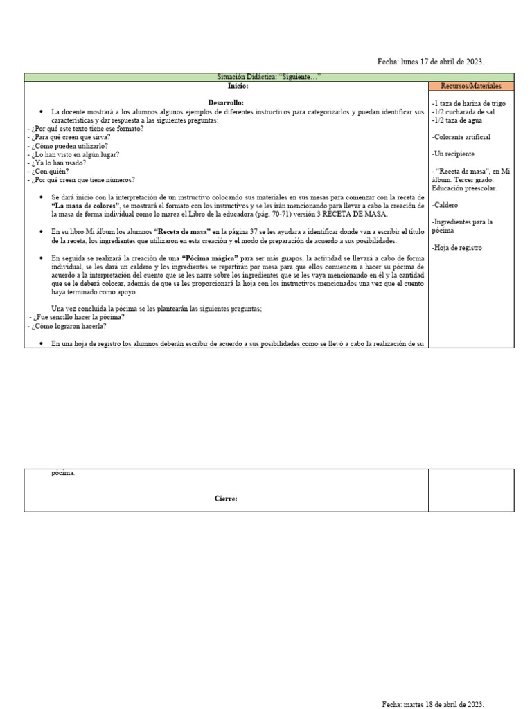 Actividades De Primer Semana Pdf