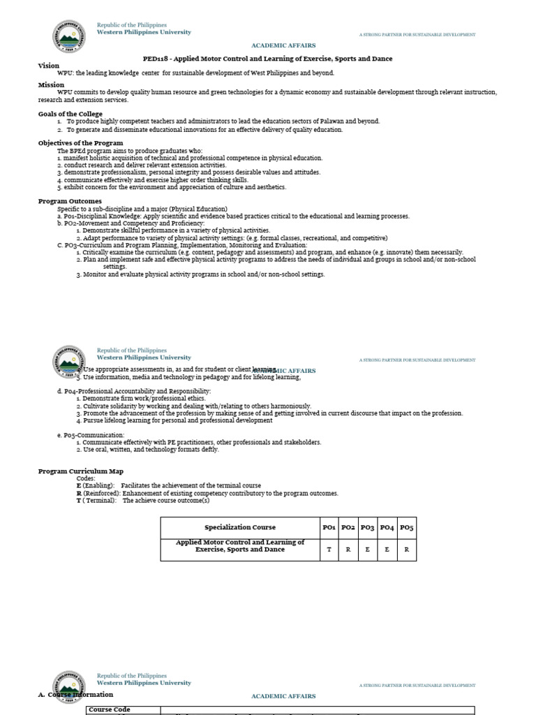 Ped118 applied motor control and learning of exercise sports and
