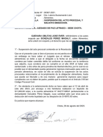 Sumilla: Suspension Del Acto Procesal Y Solicito Deduccion. Señorita Juez Del Juzgado de Paz Letrado - Sede Chota