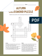 Autumn Crossword Puzzle Worksheet in Green and Orange Pastel Style