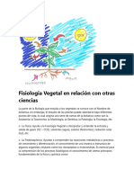 Fisiología Vegetal en Relación Con Otras Ciencias