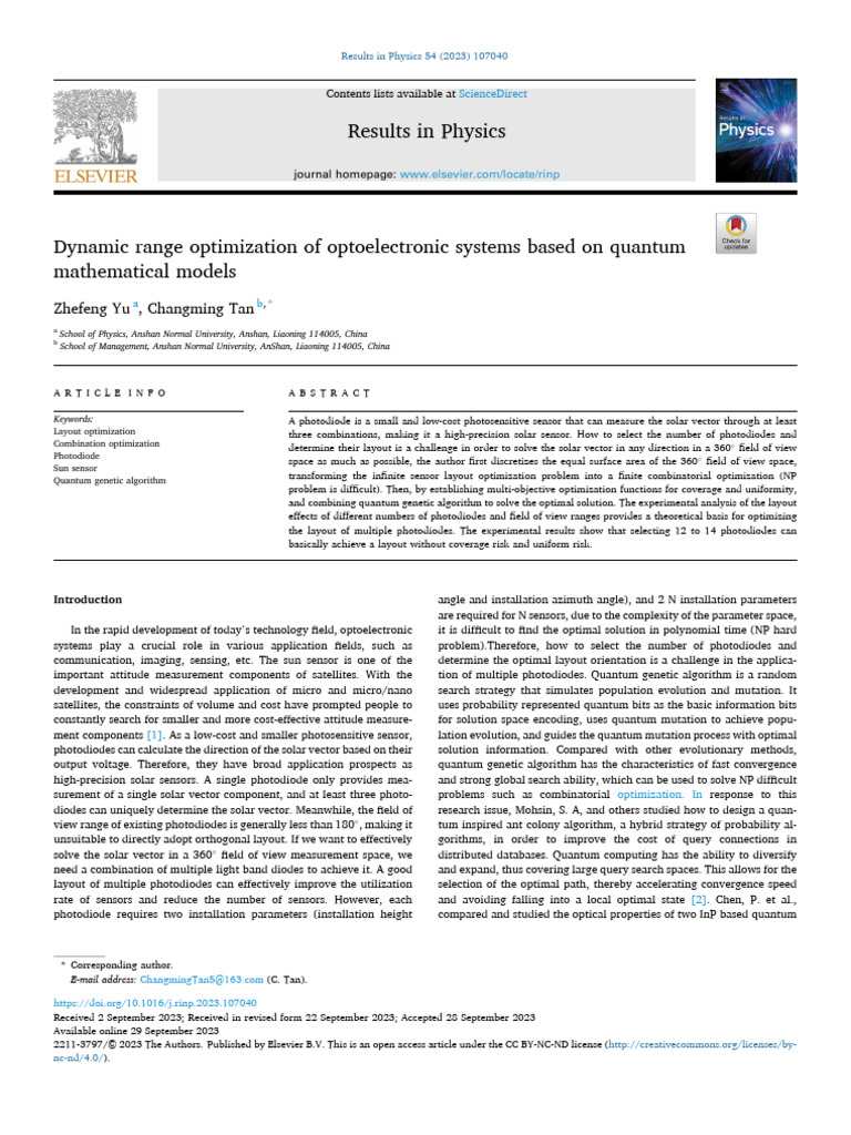 Dynamic Range Optimization of Optoelectronic Systems Based - 2023 ...