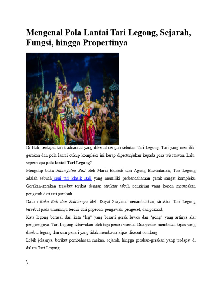 Mengenal Pola Lantai Tari Legong Bali PDF