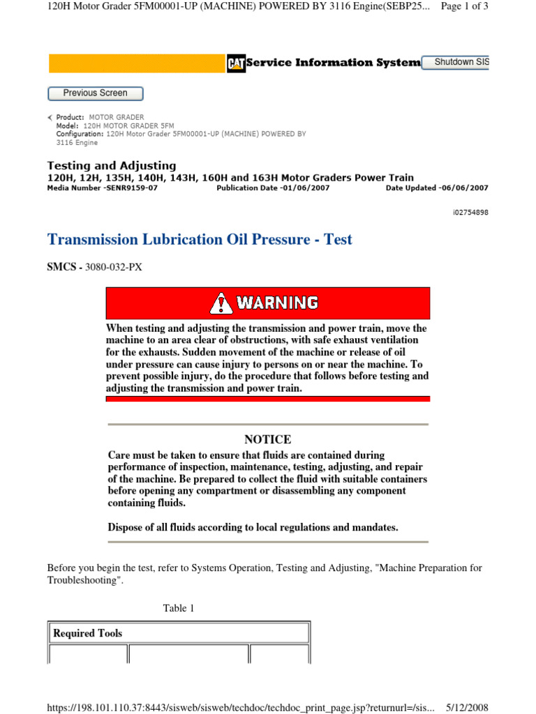 Transmission Lubrication Oil Pressure-Test | PDF | Science ...