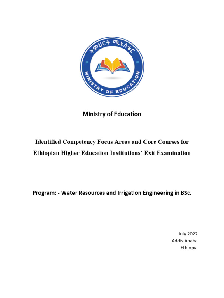 Identified Competencies, BSC in Water Resources and Irrigation