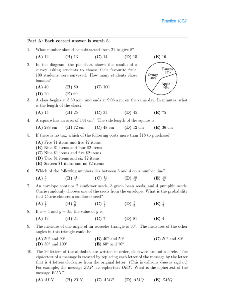 Grade 7 Math Practice Questions | PDF | Area | Mathematics