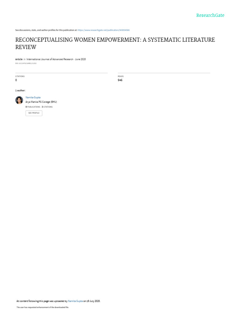 Women Empowerment: A Literature Review | PDF | Gender And Development ...
