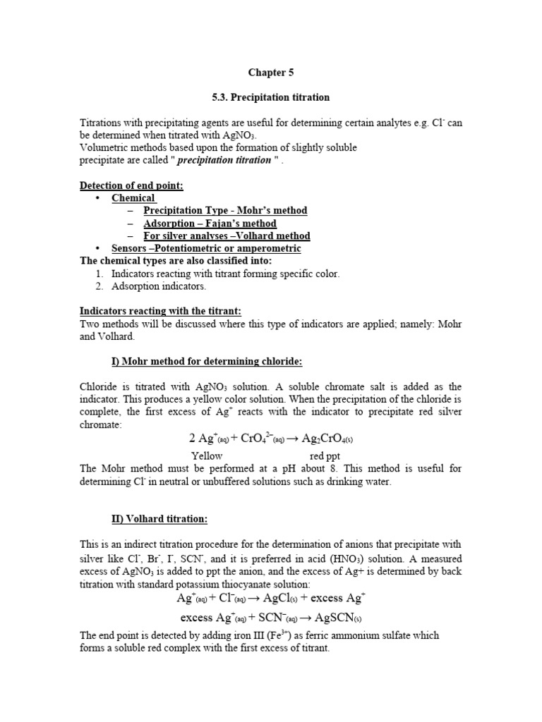 Precipitation Titration Methods Explained | PDF | Chemistry | Titration