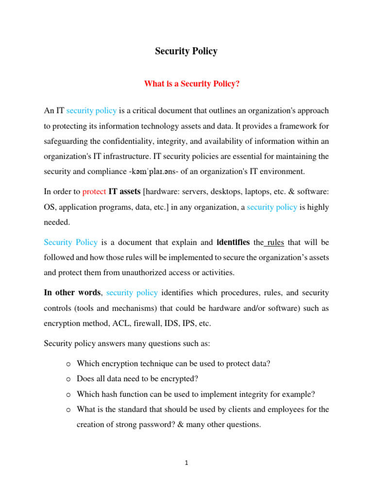 IT Security Policy Overview and Examples | PDF | Information Security ...