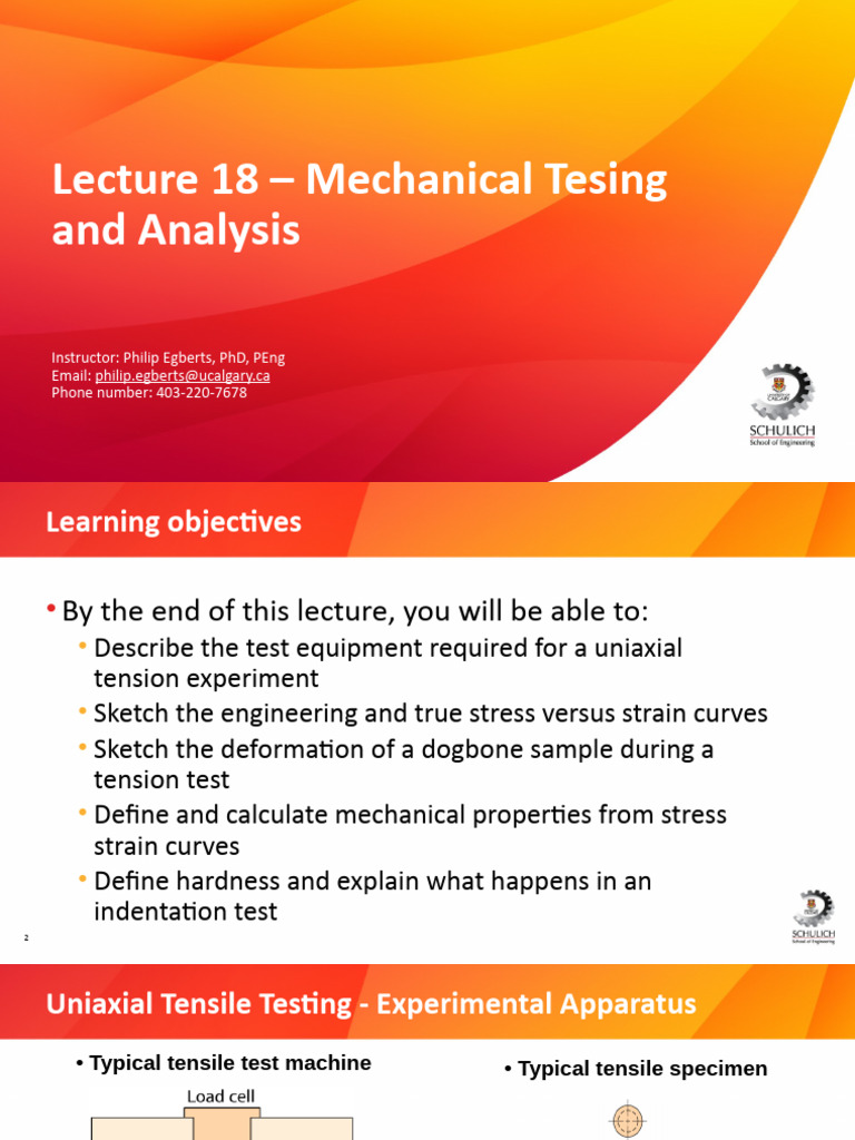 Lecture 18 - Mechanical Tesing and Analysis | PDF | Deformation ...