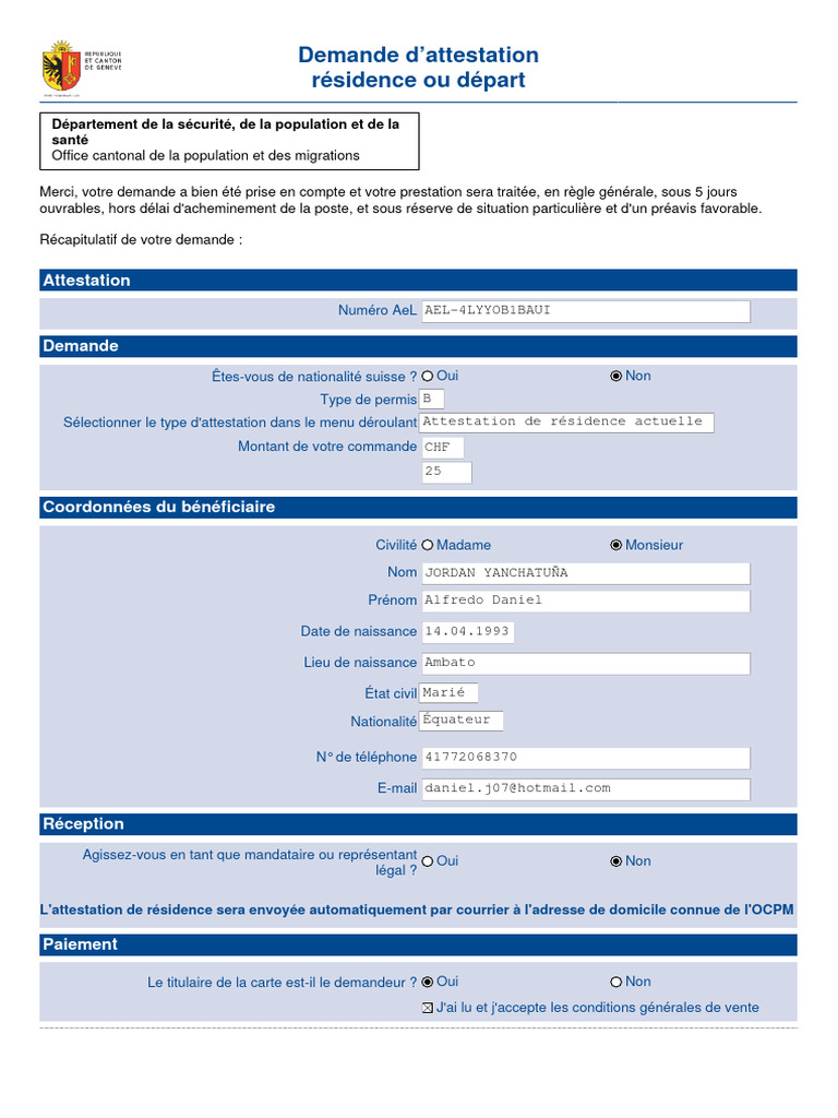 Attestation Geneve | PDF