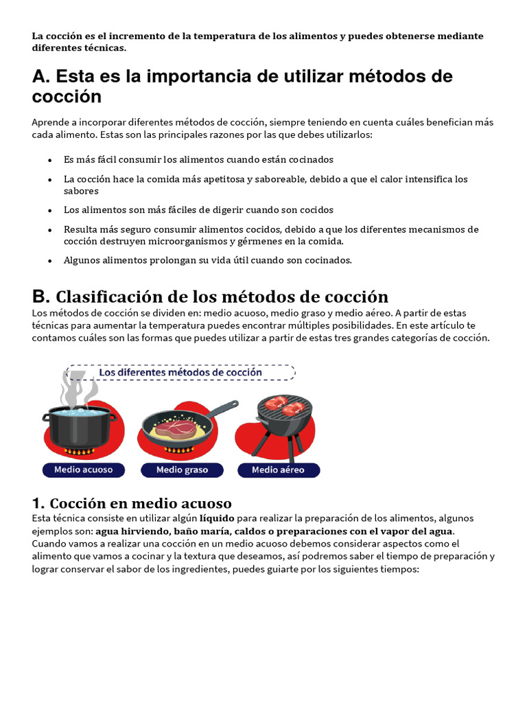 La Cocción Es El Incremento de La Temperatura de Los Alimentos y Puedes ...