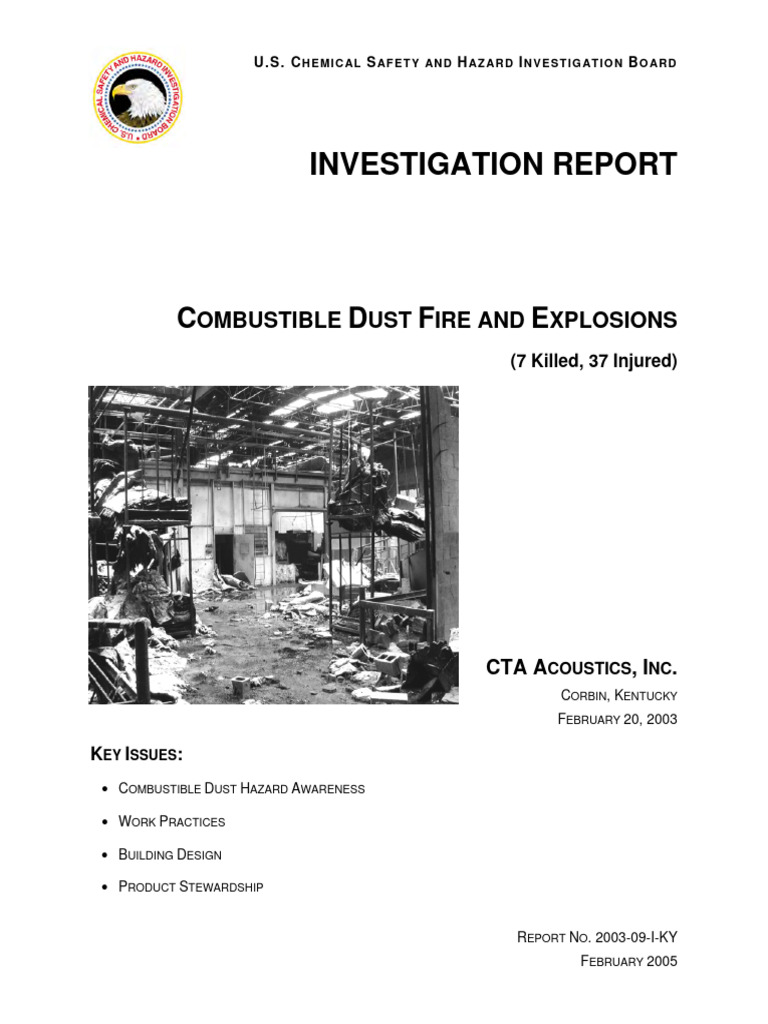CTA Acoustics Dust Explosion Report | PDF | Fiberglass | Combustion