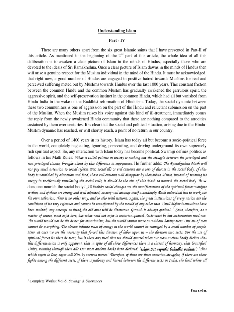 Understanding Islam Iv Pdf Swami Vivekananda Ramakrishna