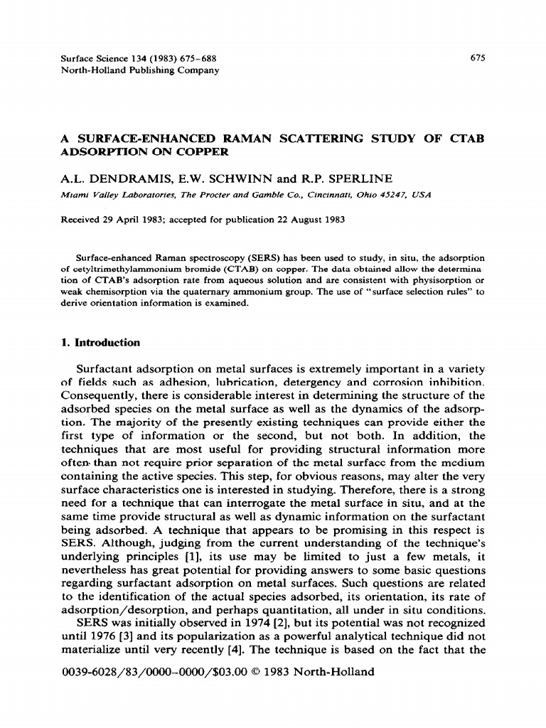 A surface-enhanced Raman scattering study of CTAB adsorption on copper ...