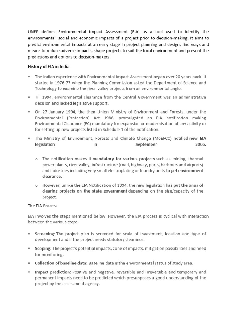 History and Evolution of EIA in India | PDF | Science & Mathematics