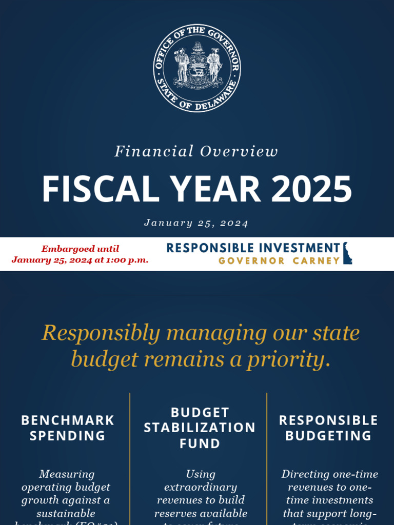 Delaware FY 2025 Budget Presentation Download Free PDF Employment