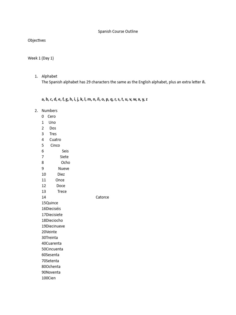 Spanish course outline pdf m sica grabada