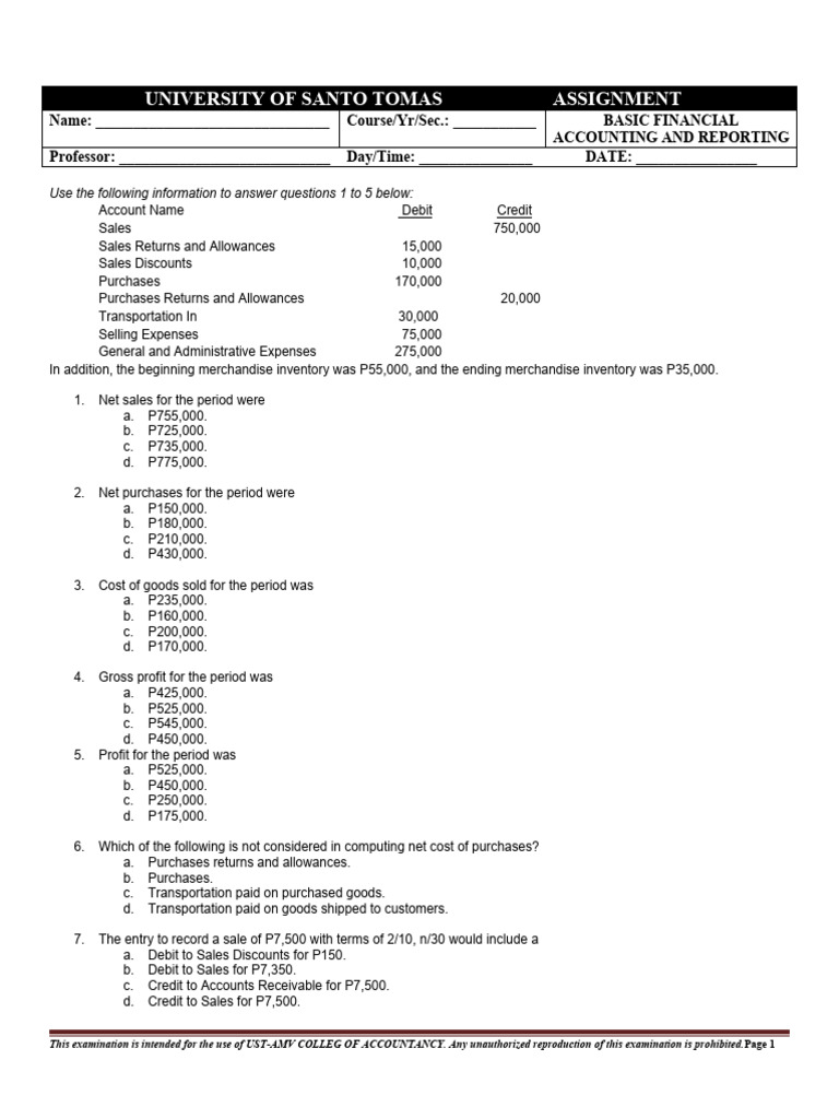 Merchandising Accounting Exam Review | PDF | Debits And Credits | Cost ...