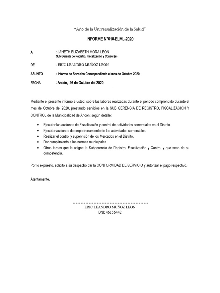 Informe de Actividades Octubre 2020 | PDF | Finanzas y dinero | Derecho