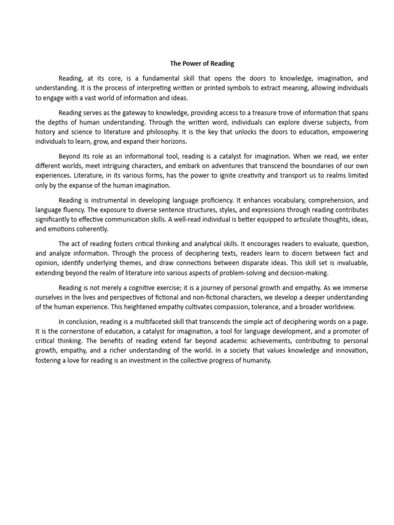 What Is Power Of Reading Essay