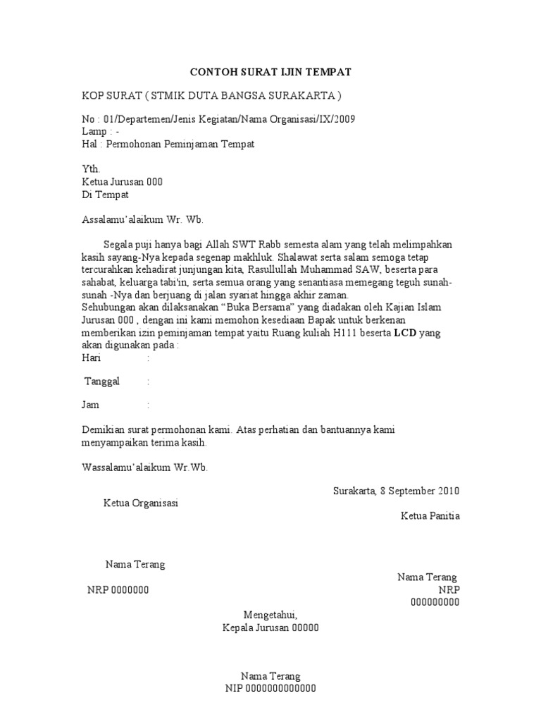 Contoh Surat Permohonan Izin Buka Stand - Kita