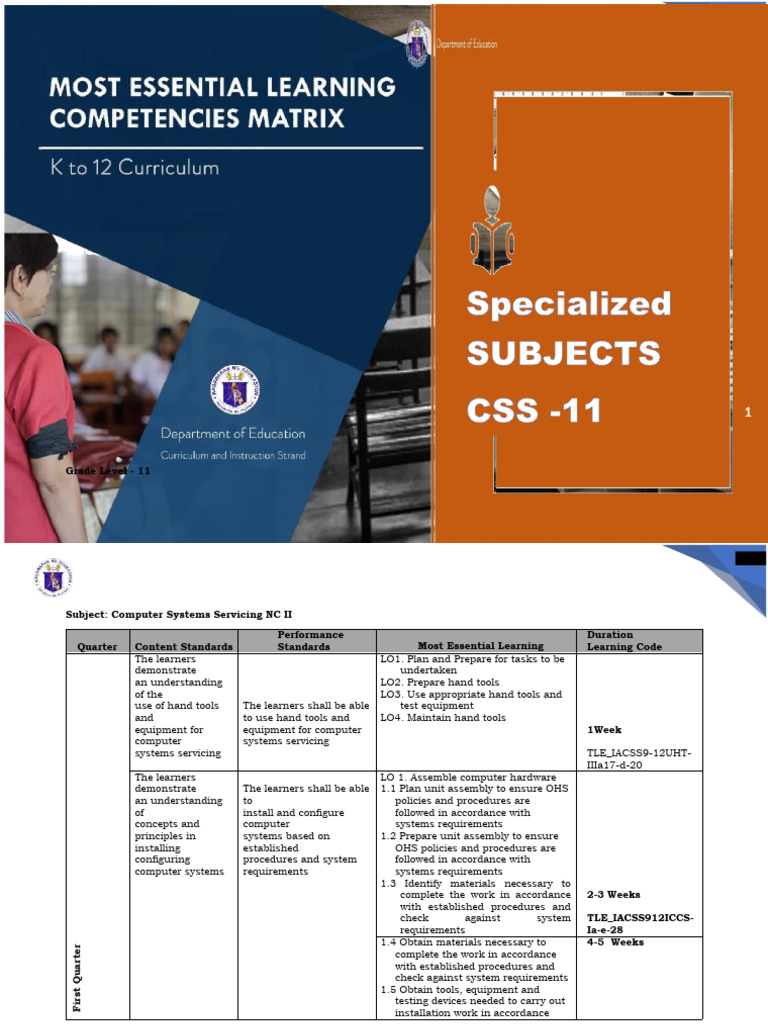 Grade 12 Computer Systems Servicing | PDF | Installation (Computer ...