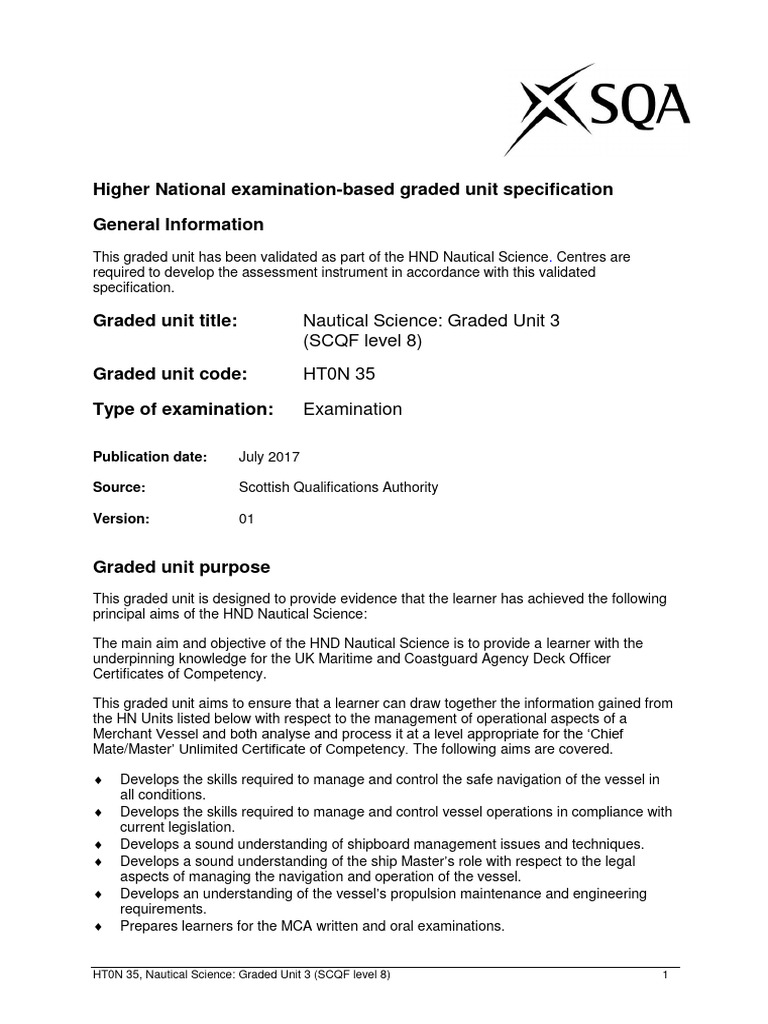 HT0N35 - Nautical Science - Graded Unit 3 | PDF | Navigation