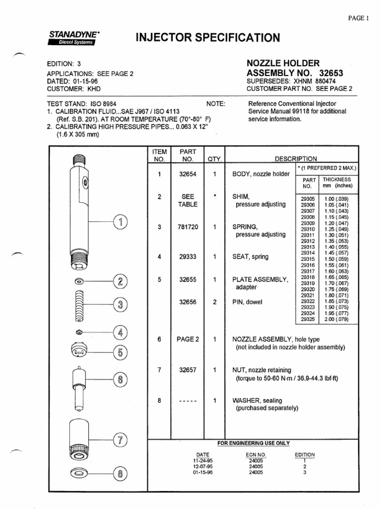 Injector Specification: Stanadyne