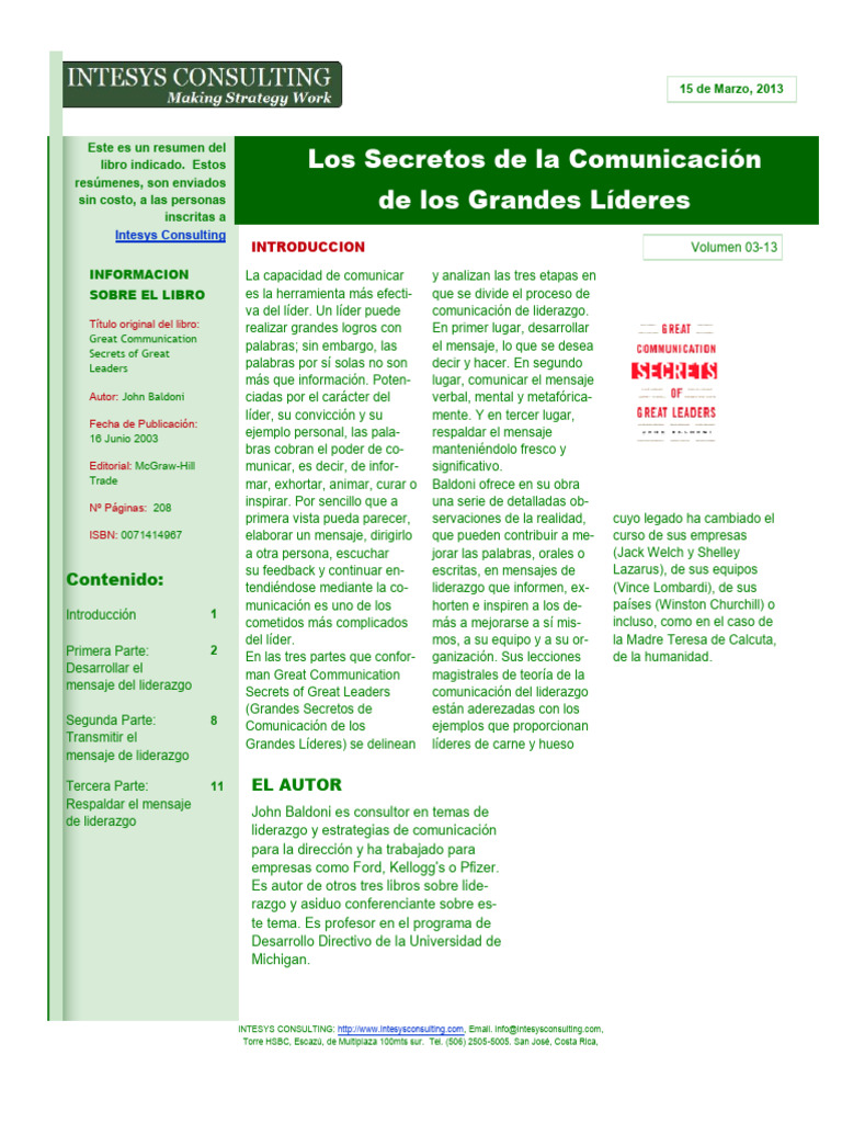 Los Secretos de Comunicacion de Los Grandes Lideres | PDF ...