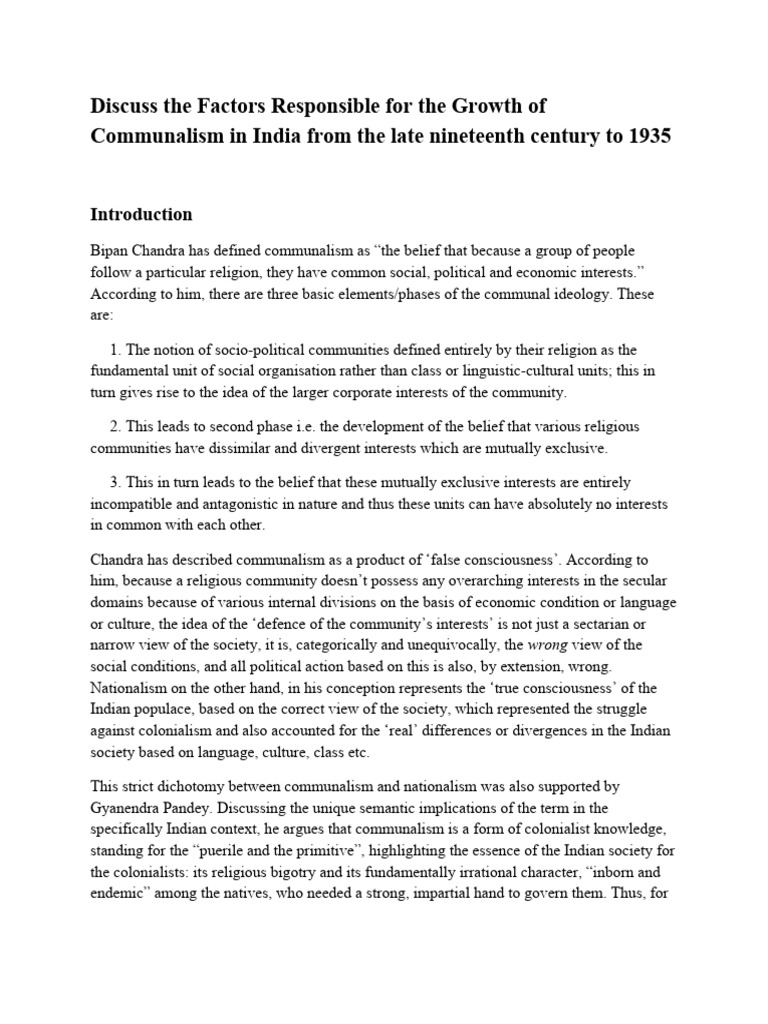 Communalism In Modern India Pdf Muhammad Ali Jinnah Nationalism