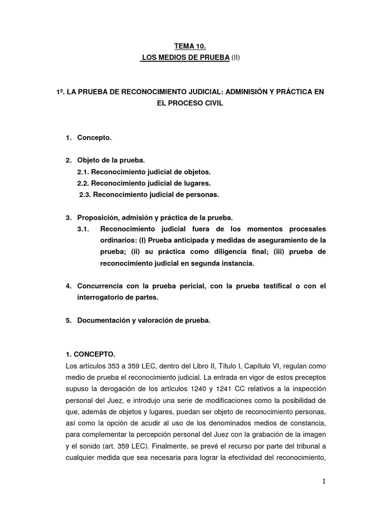 TEMA 10. Los Medios de Prueba - II - .Def PDF | PDF | Testigo experto ...