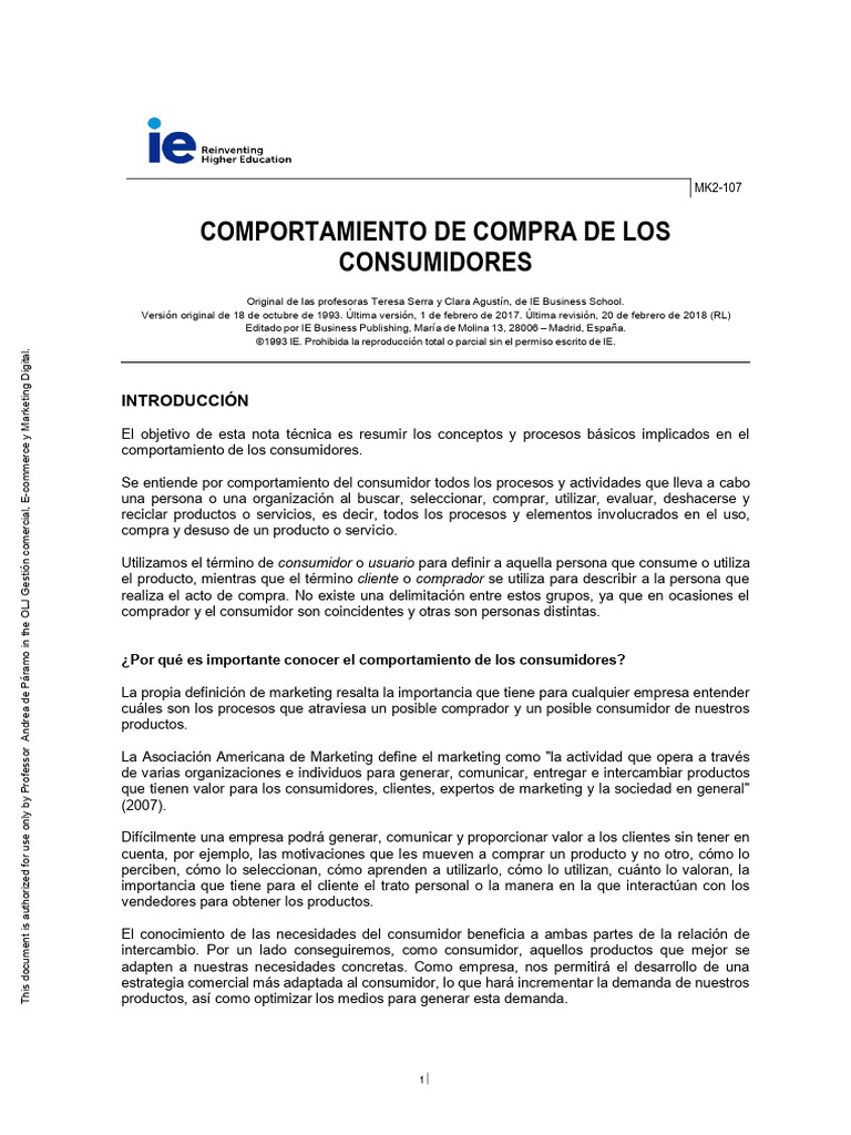 Comportamiento de Compra del Consumidor | PDF | Marketing | Comportamiento
