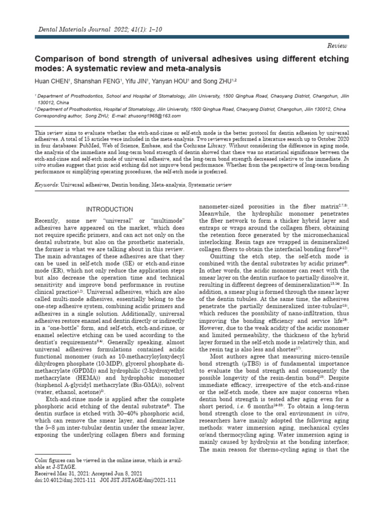 Comparison of Bond Strength of Universal Adhesives Using Different