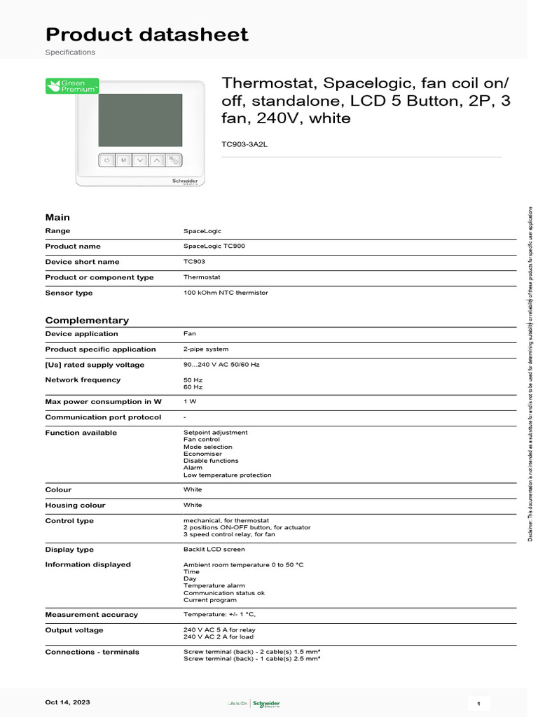 HVAC Thermostats TC903-3A2L | PDF | Thermostat | Electrical Engineering