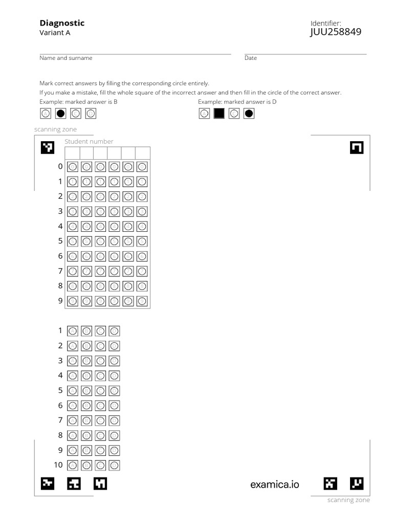 Diagnostic(Variant_A)ANSWER_SHEET PDF