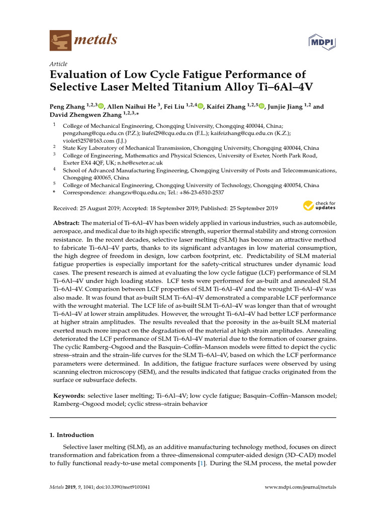 Evaluation of Low Cycle Fatigue Performance of Sel | PDF