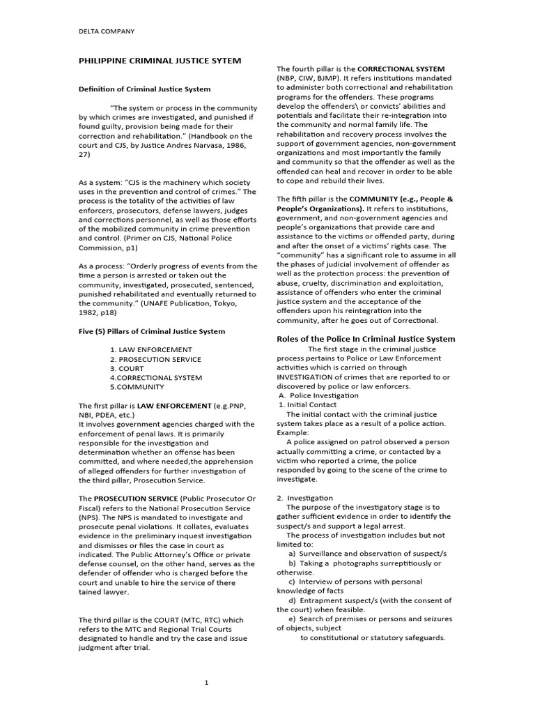 Philippine Criminal Justice Sytem | PDF | Restorative Justice | Prosecutor