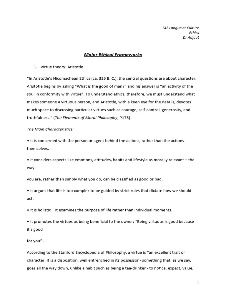 Major Ethical Frameworks Explained | PDF | Science & Mathematics ...